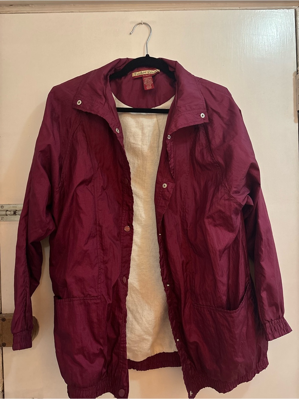 Vintage Coach Jacket Burgundy Nylon Snap Close Windbreaker Jacket Retro
